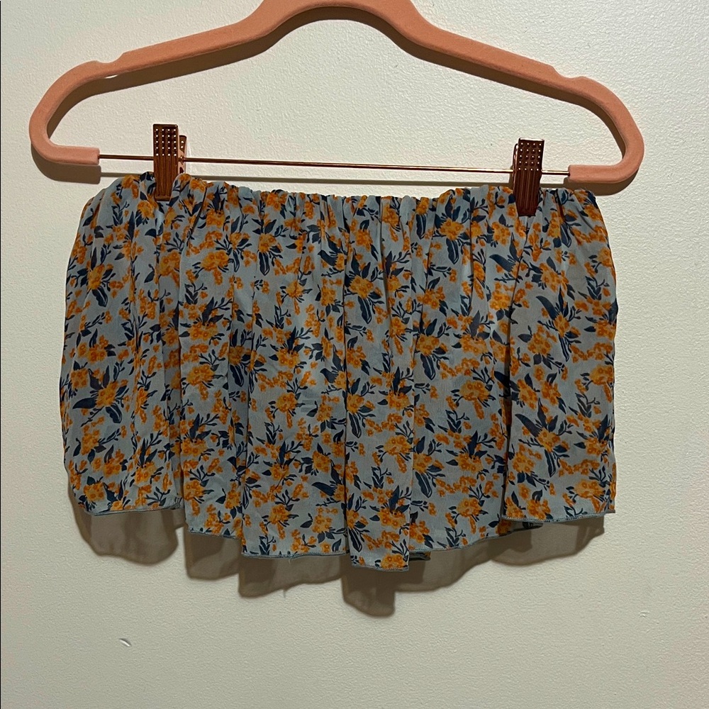 La Hearts Floral Crop Top - Blue and Orange